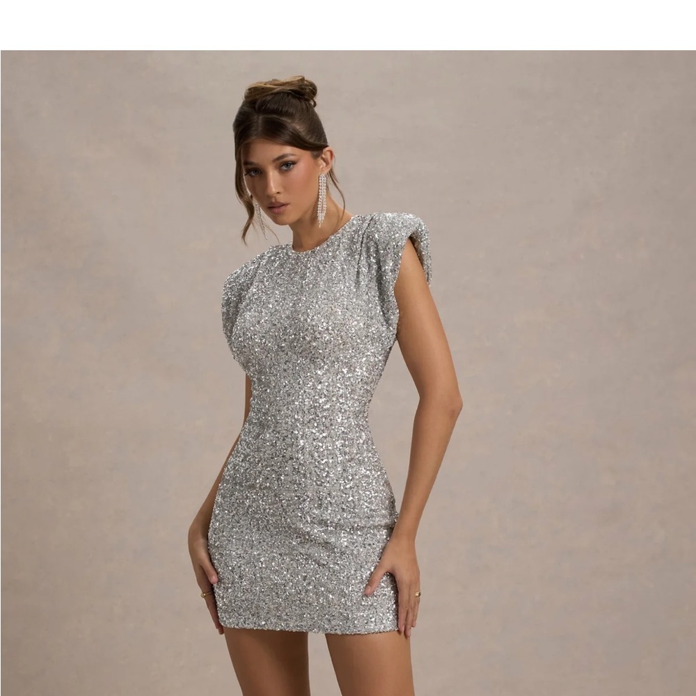 Zara Silver Sequin mini Dress